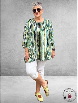 AKH Big Shirt A-lijn Windy Blauw-Lime-Turquoise